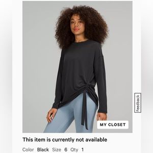 Lululemon cinch long sleeve cupro black size 6